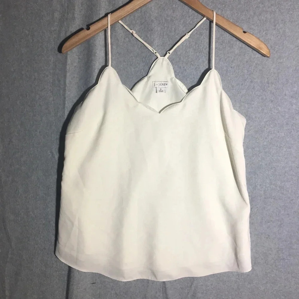 Womens J by J Crew Blouse Scalloped Hem Bridal Wedding Formal Career Wear Casual